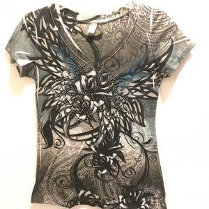 Grey and Black bejeweled T-shirt